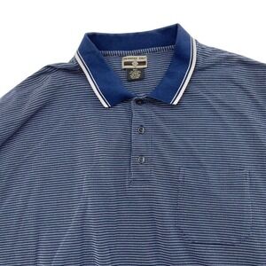 Vtg Members Only Polo Shirt 3XLT Navy Stripe Cotton Blend Short Sleeve Banded